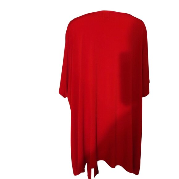 Red Oversized Tunic Top With Side Tie Detail By Salon Studio Size 3X - Picture 2 of 6